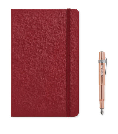 Harrods Leather Notebook and Fountain Pen Gift Set with Rhodium-Plated Gold Nib- Buy online at McGrocer