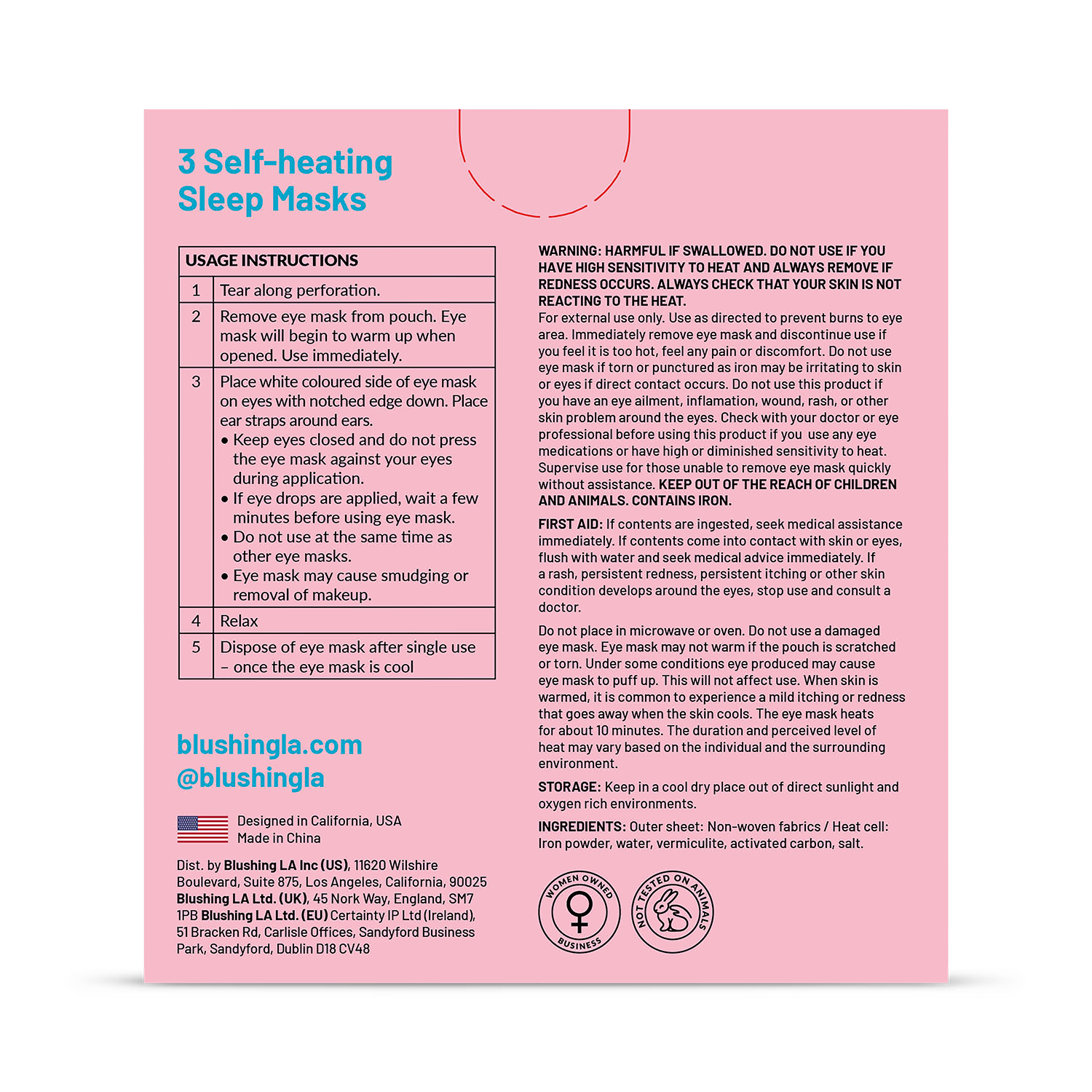 Shut Eye self-warming eye masks 3-pack, UK version