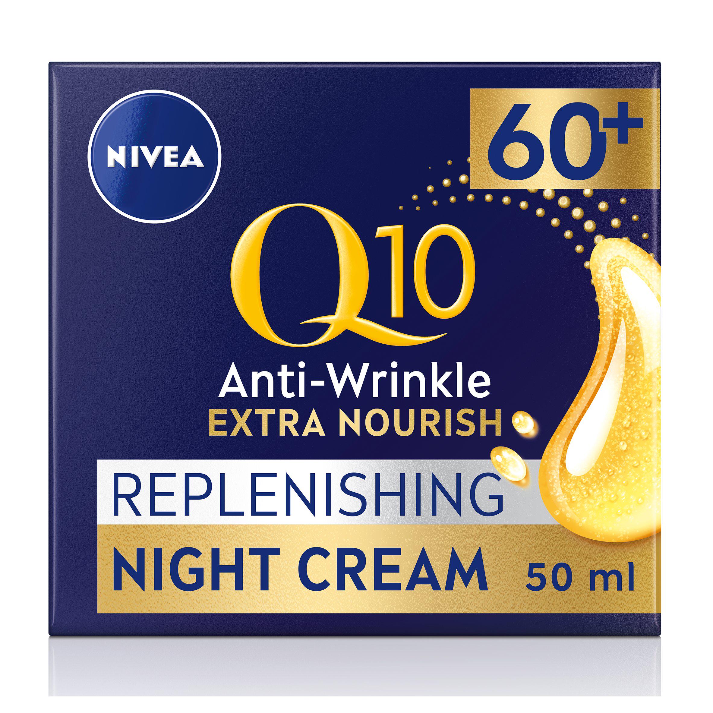 Nivea Q10 Power Anti Wrinkle 60+ Night Cream Moisturiser 50ml All Sainsburys   