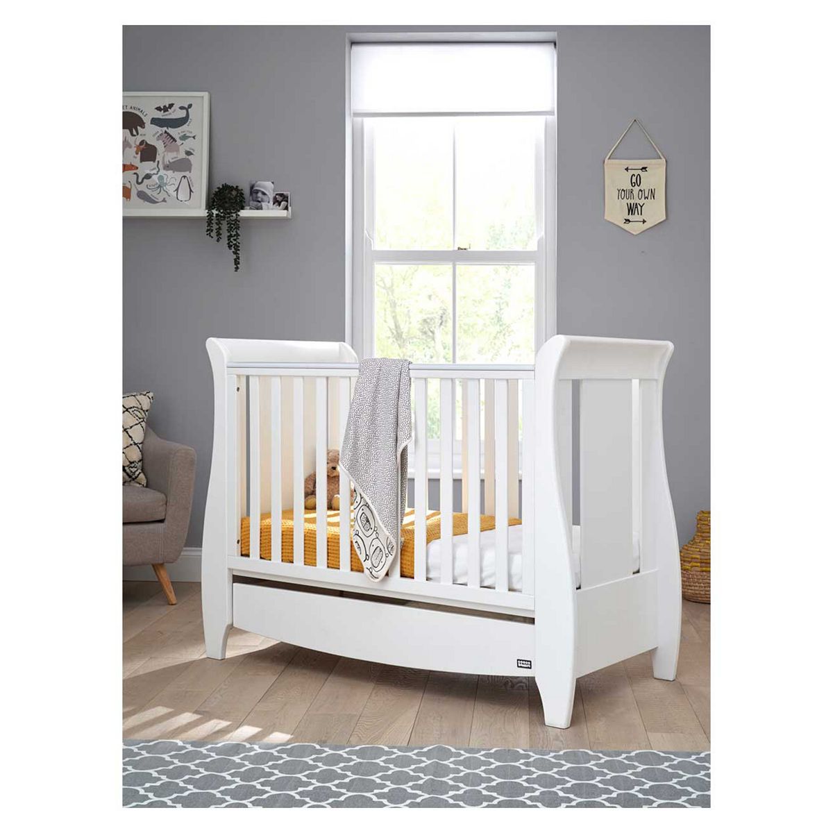 Tutti Bambini Katie Mini Sleigh Cot Bed - White GOODS Boots   