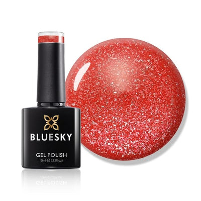 Superdrug Bluesky Gel Polish Light My Fire Opal Candy Red Glitter- Buy online at McGrocer