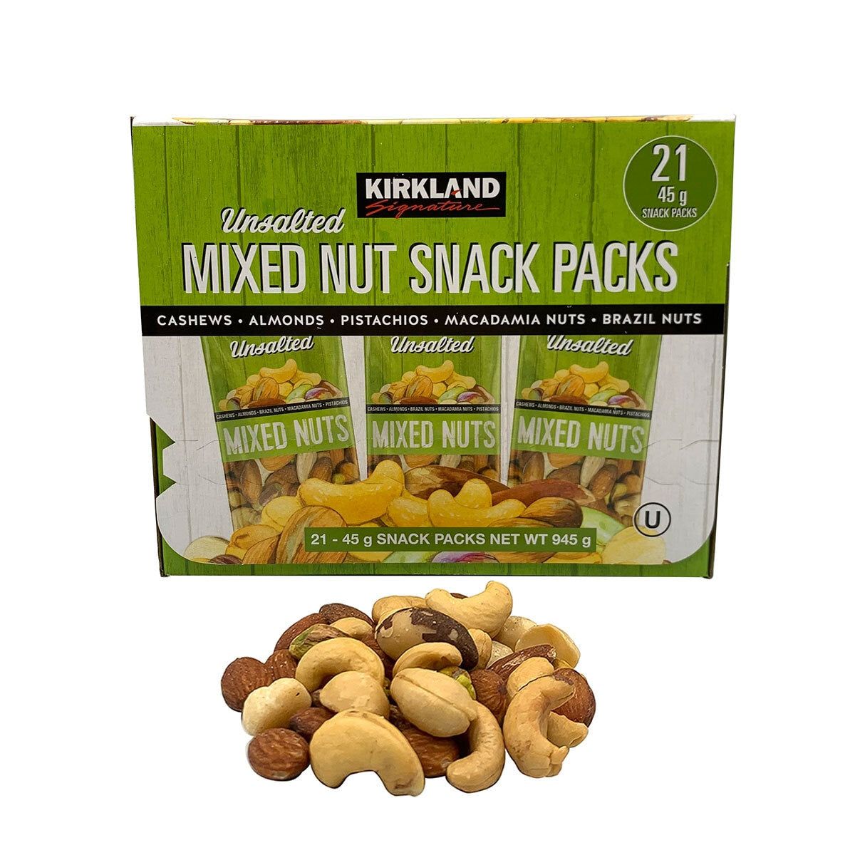 Kirkland Signature Unsalted Mixed Nut Snack Packs, 21 x 45g GOODS Costco UK