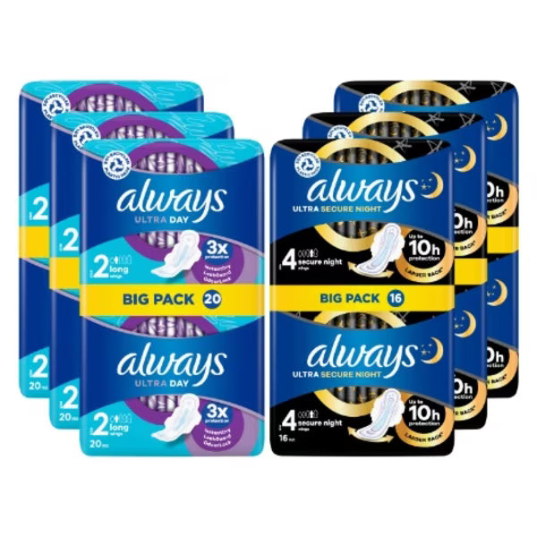 Always Ultra Sanitary Towels Night Bundle Size 2 & 4 - British product