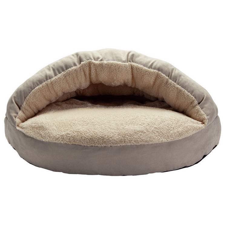 Large hooded pet bed with soft sherpa lining, UK version
