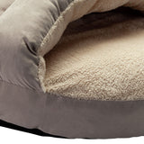 Large hooded pet bed with soft sherpa lining, UK version