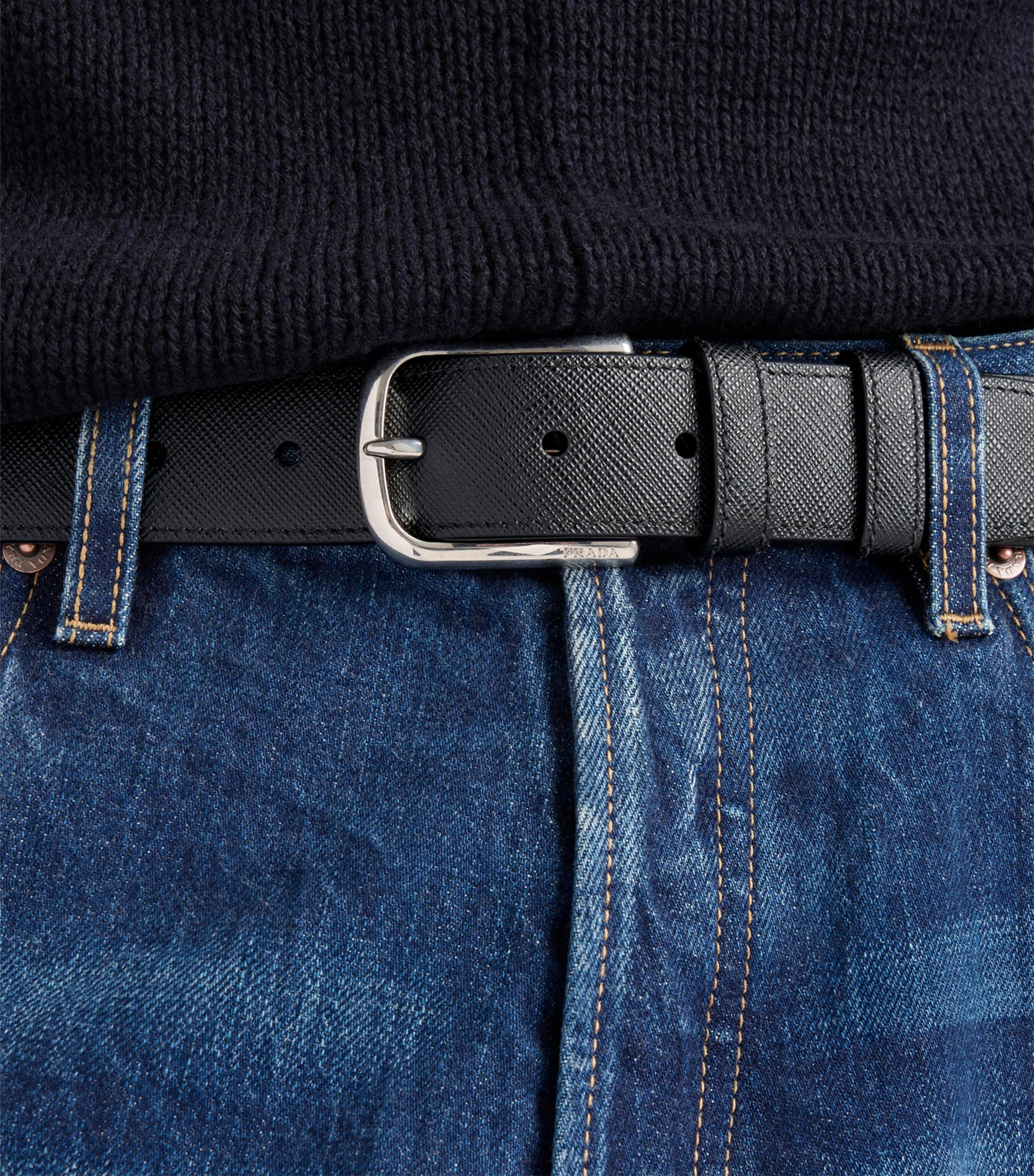 Prada Saffiano leather belt Italian luxury (British brand)