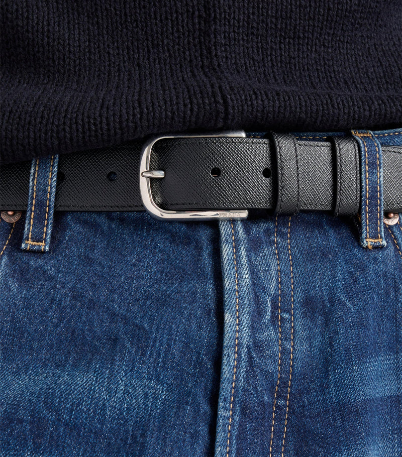 Prada Saffiano leather belt Italian luxury (British brand)