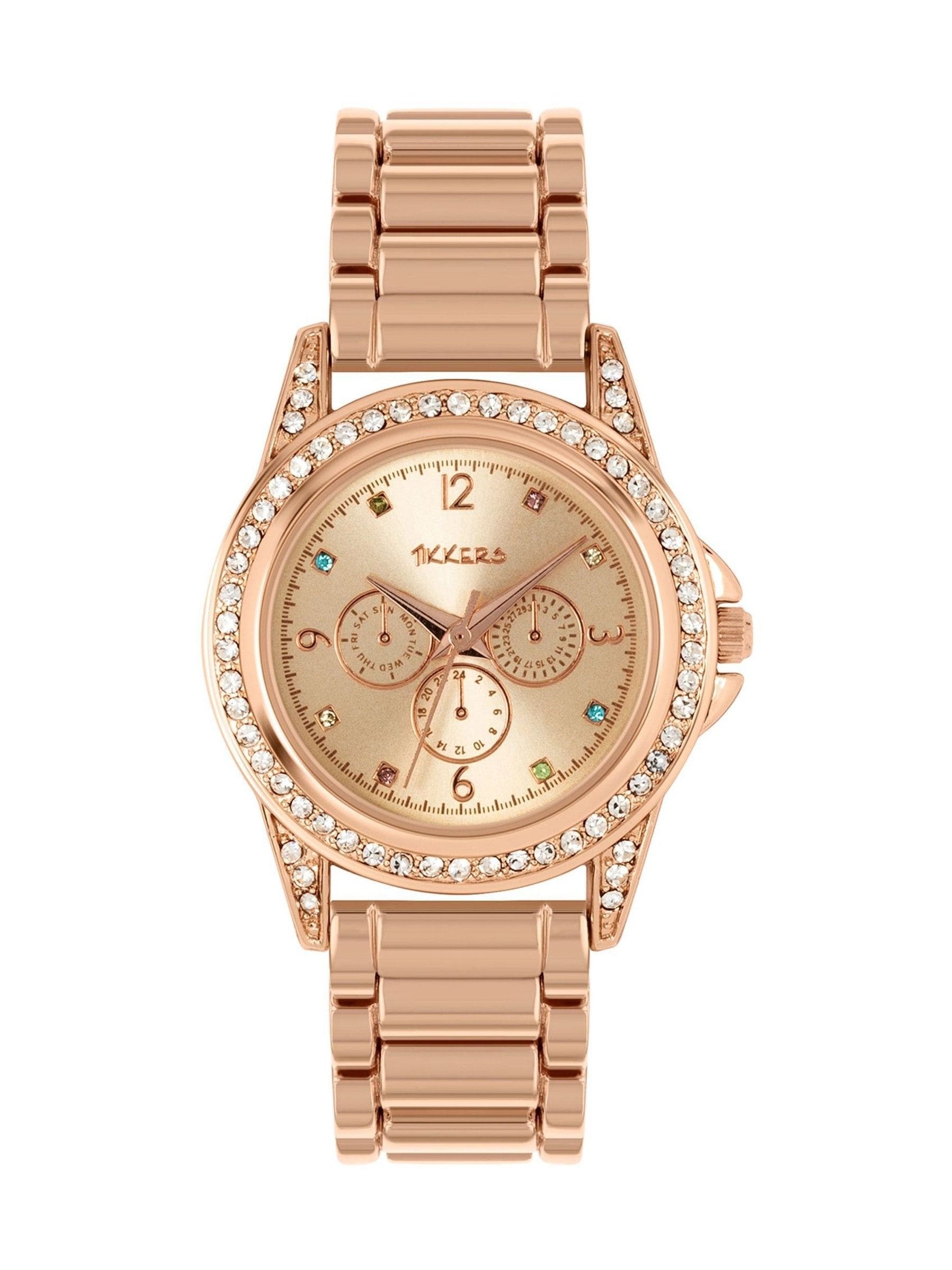 Peers Hardy Tikkers rose gold watch with multicoloured stone dial, imported from the UK