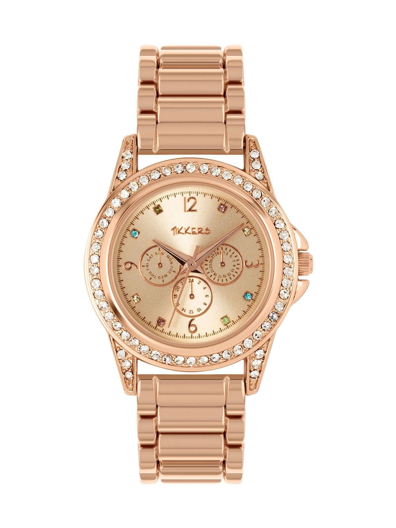 Peers Hardy Tikkers rose gold watch with multicoloured stone dial, imported from the UK
