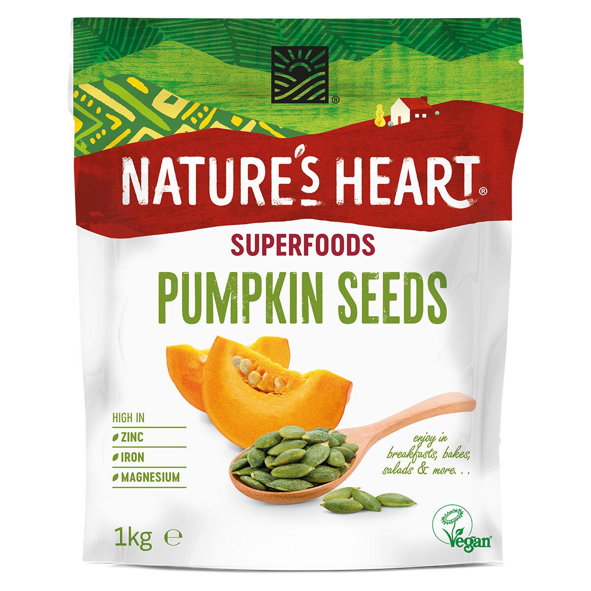 Nature's Heart Pumpkin Seeds 1kg, imported from the UK