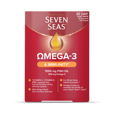 Holland & Barrett Seven Seas Omega-3 Fish Oil & Immunity 30 Tablets & 30 Capsules (1 Month Supply)- Buy online at McGrocer