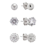Revere cubic zirconia stud earrings set of 3, imported from the UK