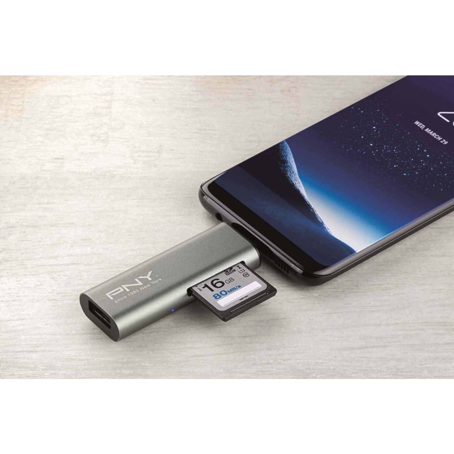 PNY 3 Port USB-C card reader, UK version