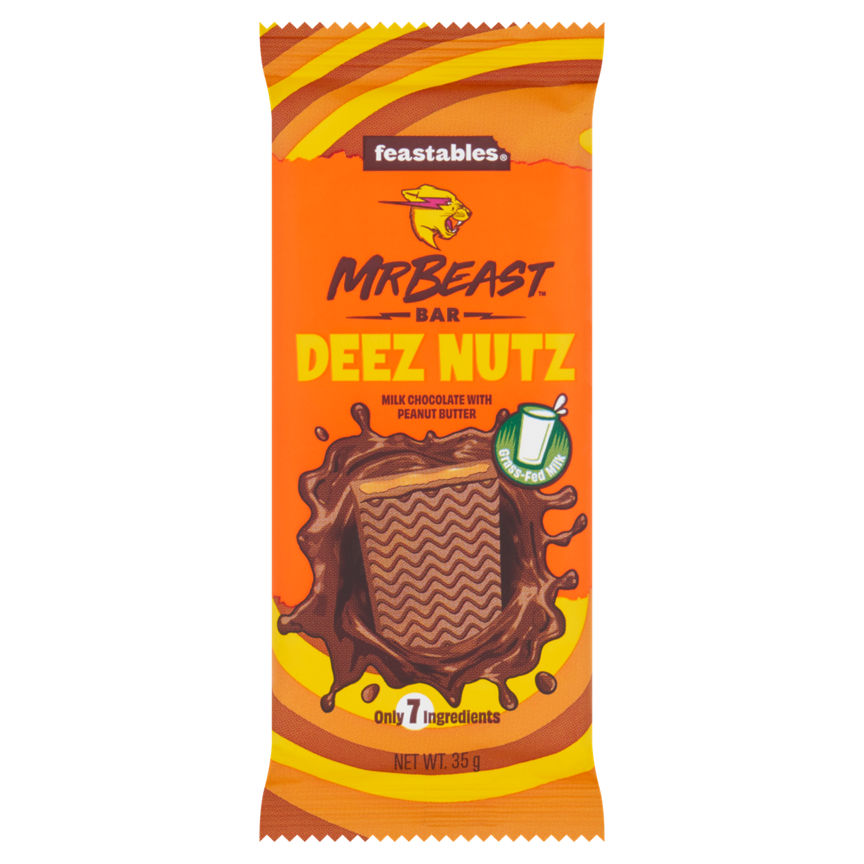 Feastables Mr Beast Bar Deez Nutz Milk Chocolate with Peanut Butter 35g GOODS ASDA   