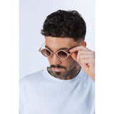 SVNX diamond shape sunglasses in nude, gold frame, UK version