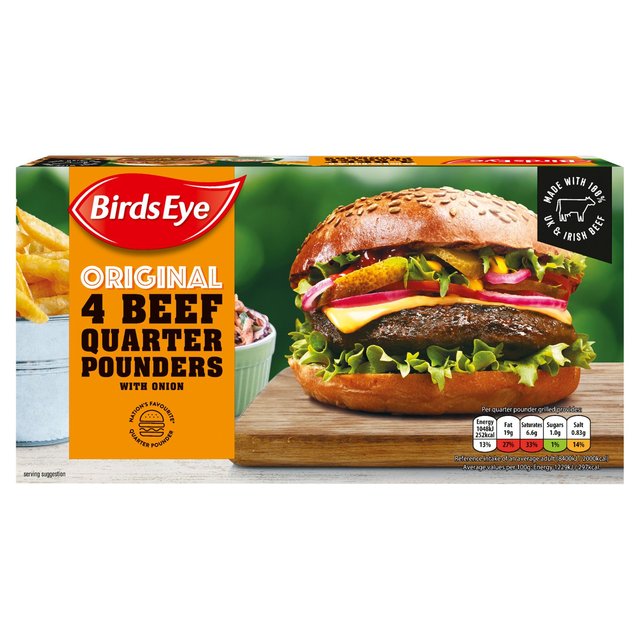 Birds Eye 4 Original Beef Quarter Pounder Burgers    454g