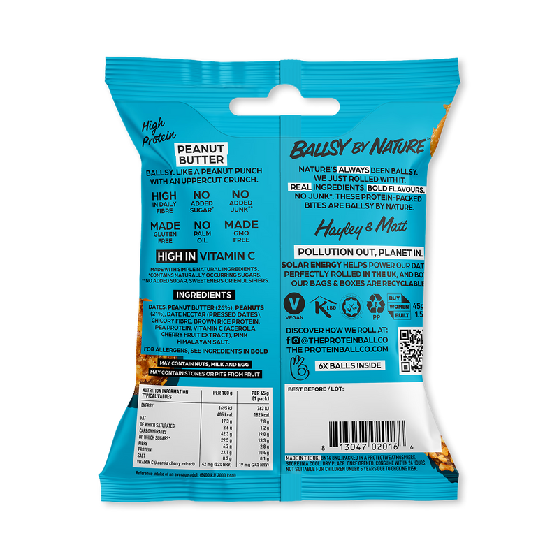 Ballsy plant-based peanut butter balls, UK version