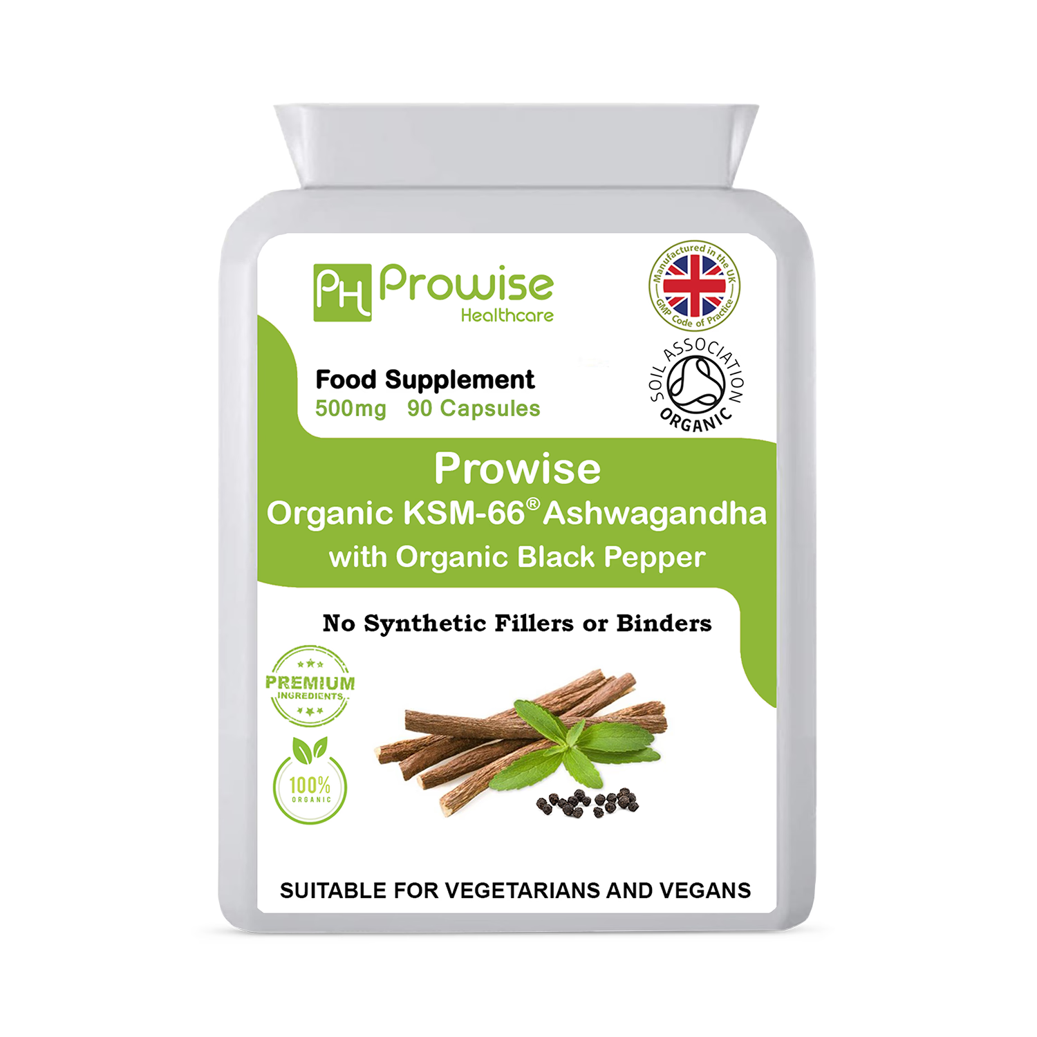 Prowise Healthcare KSM66 Ashwagandha 500mg 90 capsules (British brand)