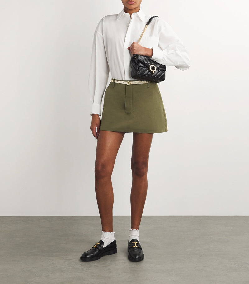 Maje leather belt with gold Clover buckle (British brand)