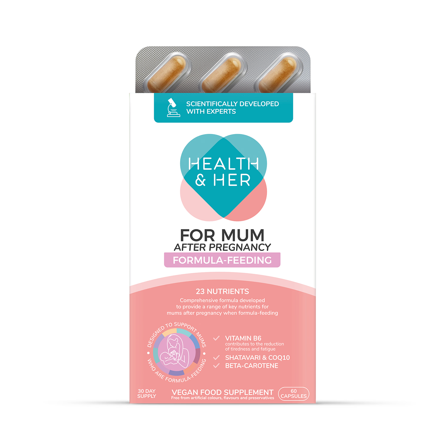 Health & Her postnatal supplement 60 capsules (British brand)