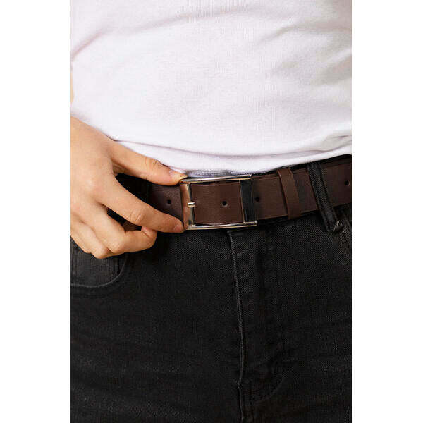 SVNX dark brown square buckle belt (British brand)