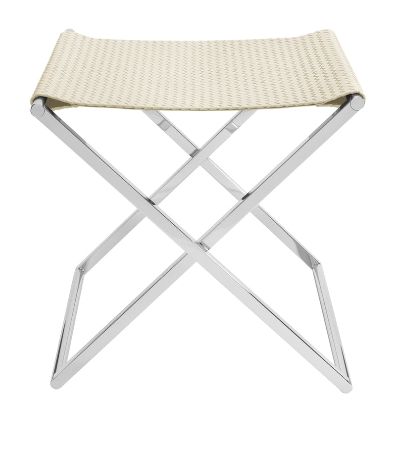 Riviere woven foldaway stool in nappa leather, imported from the UK