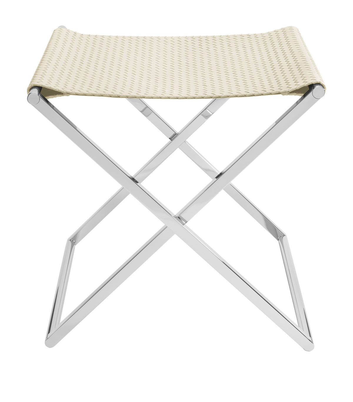 Riviere woven foldaway stool in nappa leather, imported from the UK