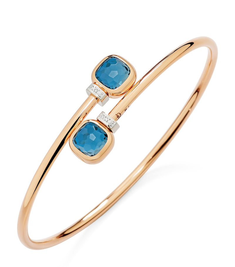 Pomellato Nudo bangle blue topaz diamond 18kt rose gold - British product