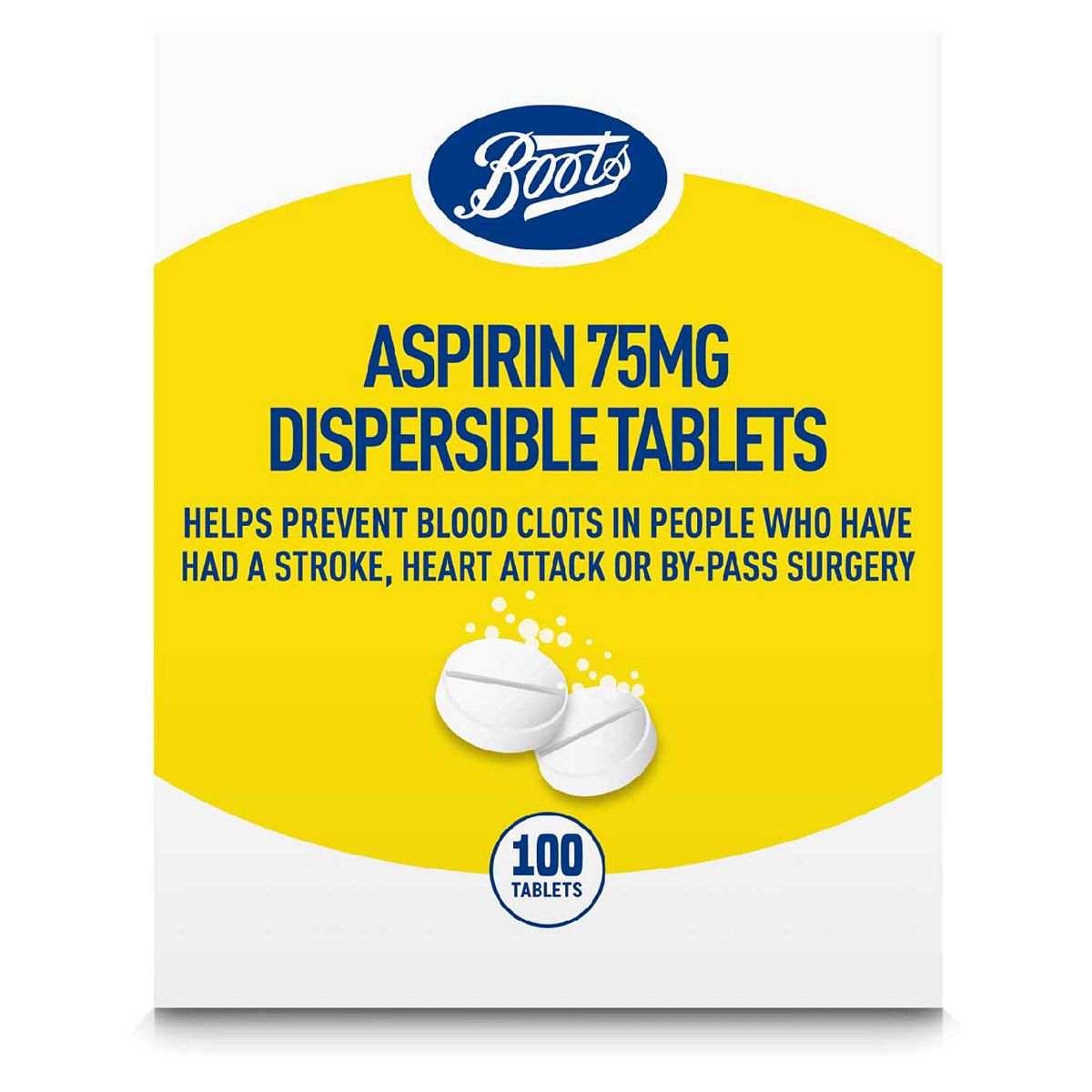 Boots Aspirin 75mg Dispersible Tablets - 100 Tablets GOODS Boots   