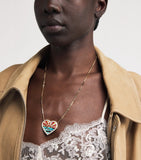 Jacquie Aiche yellow gold diamond turquoise pearl heart necklace (British brand)