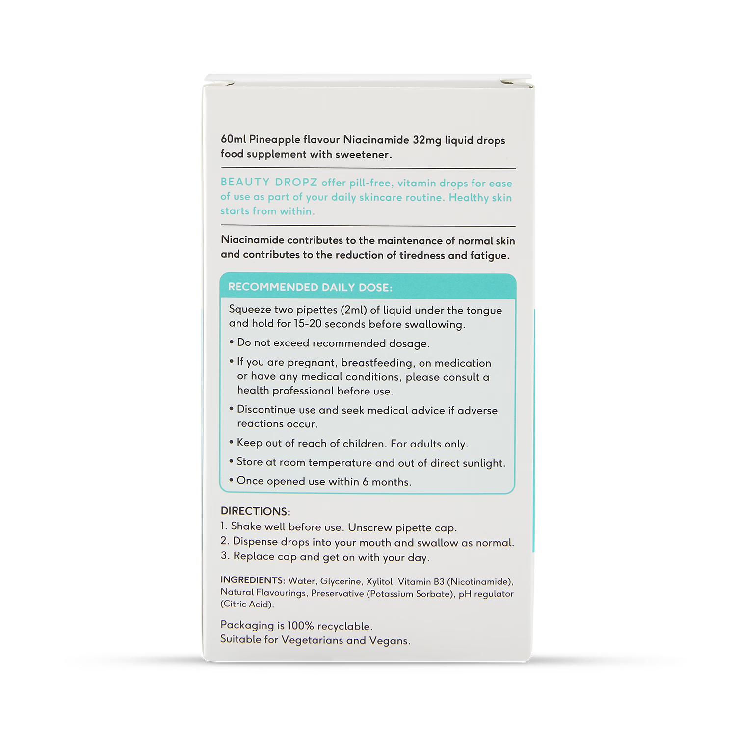 Beauty Dropz Niacinamide edible drops 60ml (British brand)