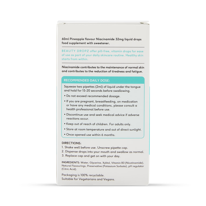 Beauty Dropz Niacinamide edible drops 60ml (British brand)