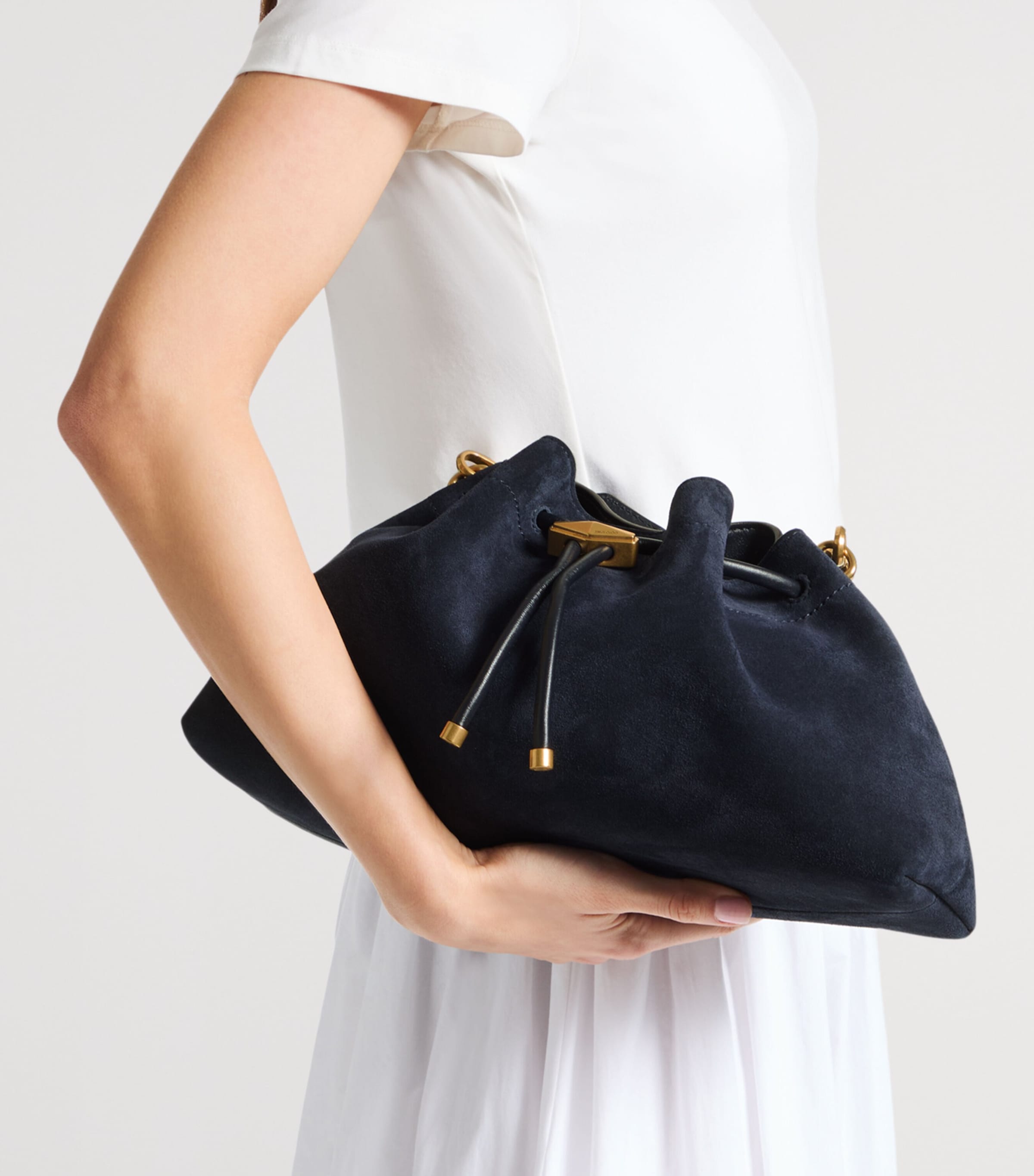 Jimmy Choo medium suede cinch shoulder bag (British brand)