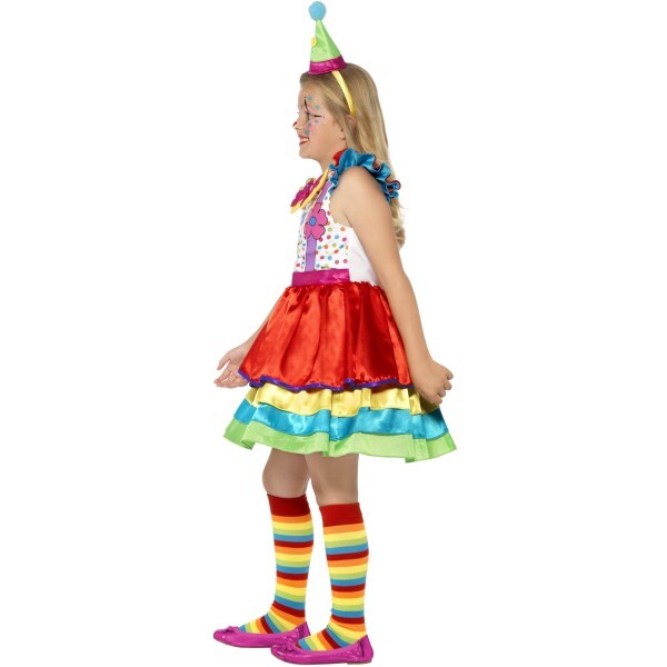 Smiffys deluxe clown girl costume with dress and hat, imported from the UK