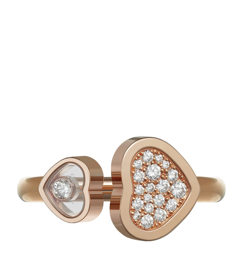 Chopard rose gold diamond Happy Hearts ring, imported from the UK