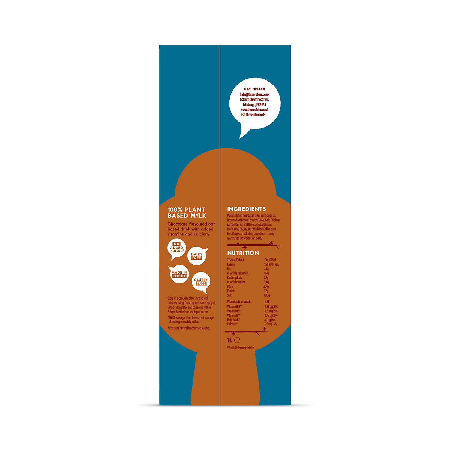 Three Robins Choccoriffic chocolate oat milk 6x1L, UK version