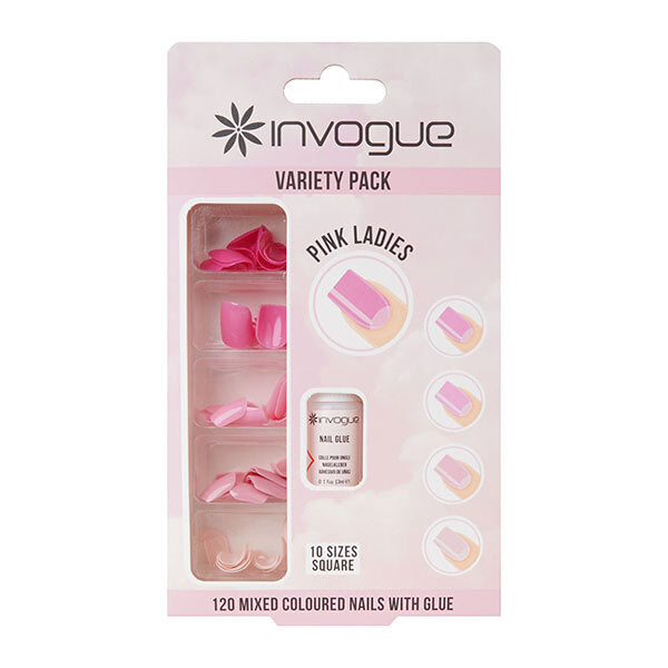 Invogue Pink Ladies Square Nails - Variety Pack (120 Pieces) GOODS Superdrug   