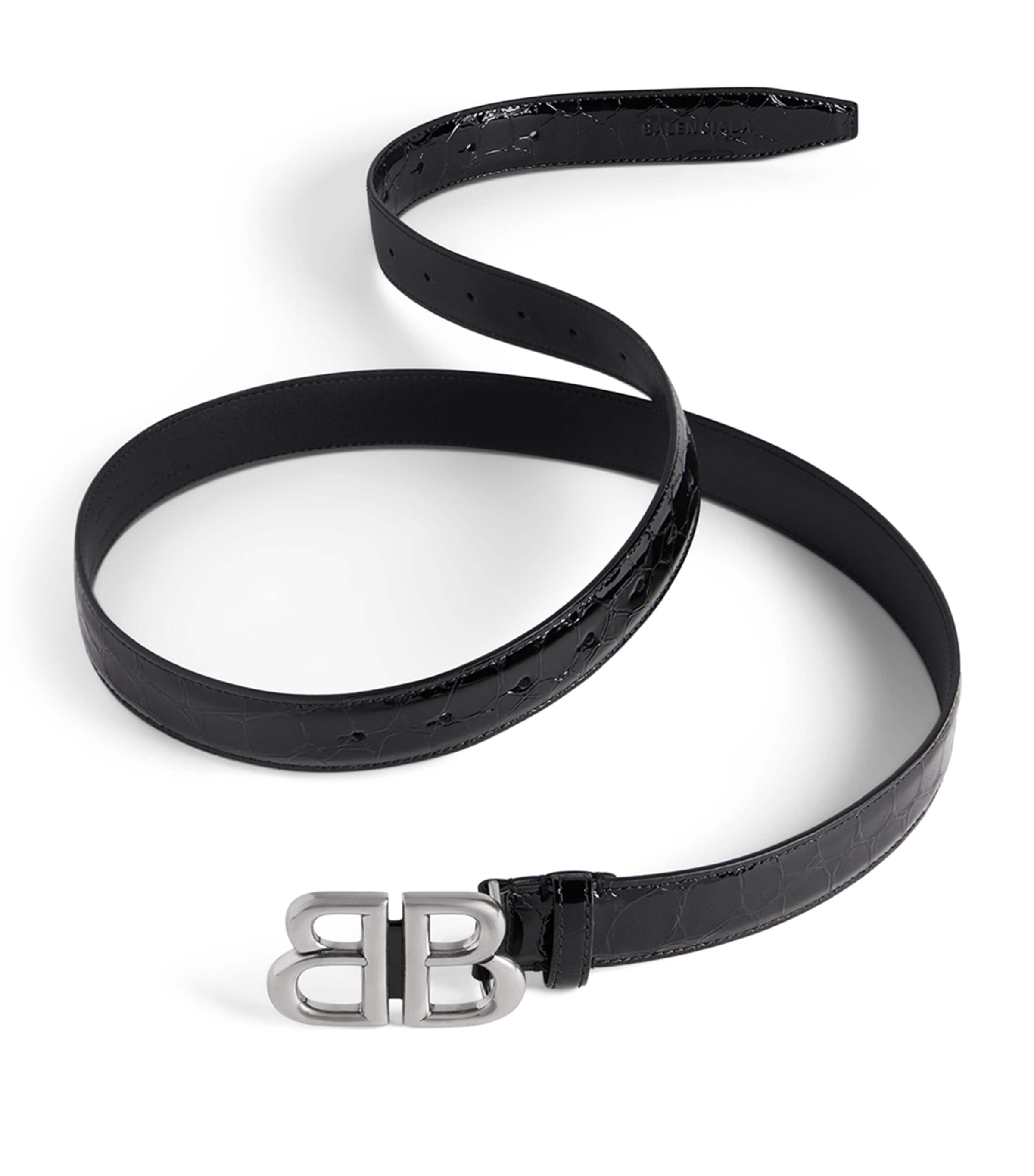 Balenciaga patent leather logo belt, UK version