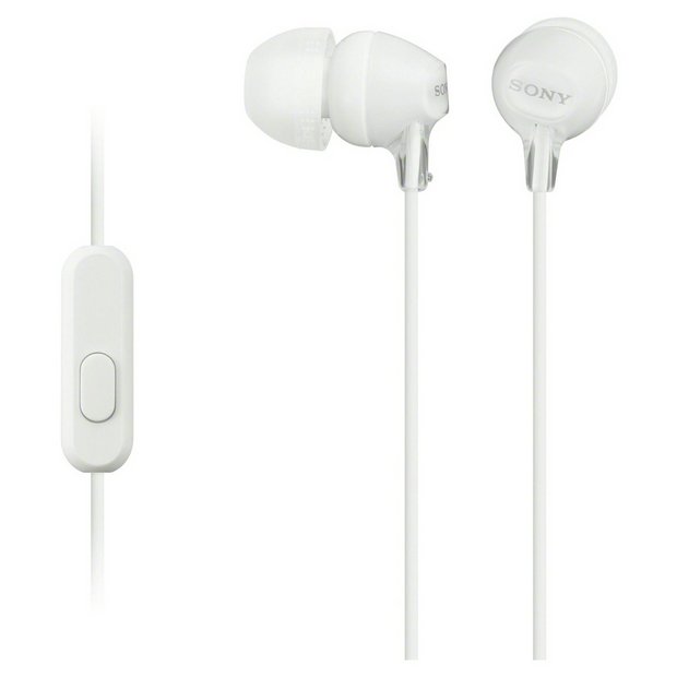 Sony white in-ear wired headphones with microphone - British product