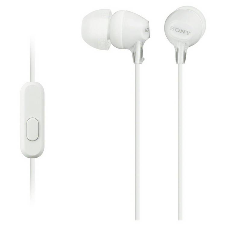 Sony white in-ear wired headphones with microphone - British product