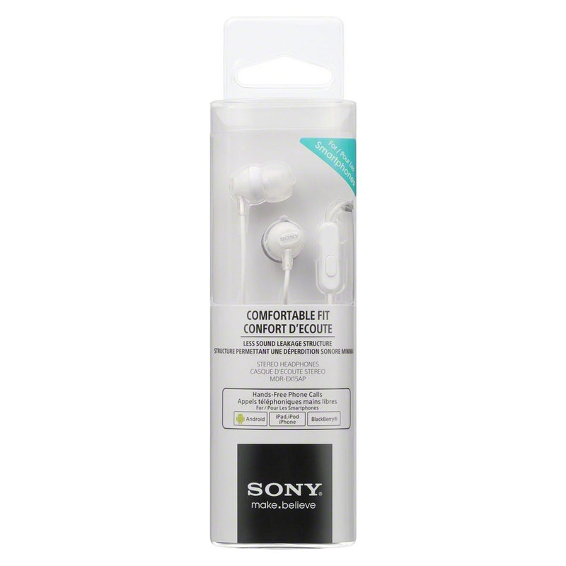 Sony white in-ear wired headphones with microphone - British product