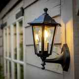 Argos Home black outdoor lantern, glass and aluminium, imported from the UK