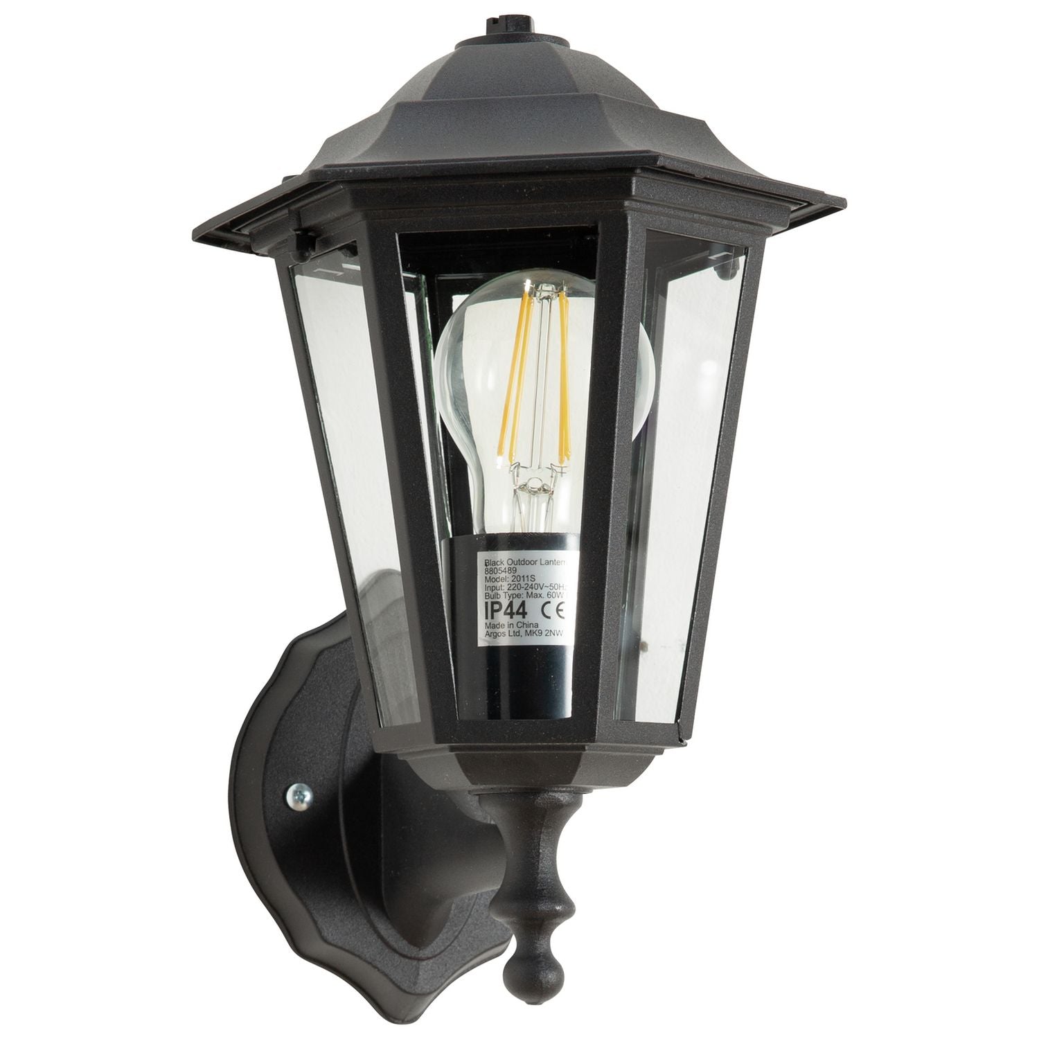 Argos Home black outdoor lantern, glass and aluminium, imported from the UK
