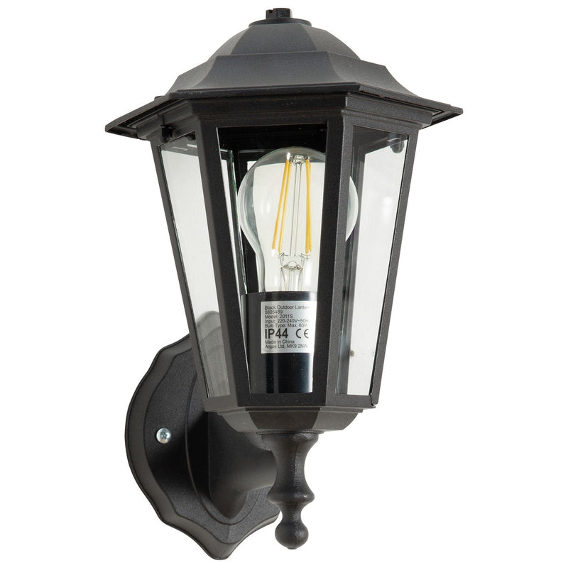 Argos Home black outdoor lantern, glass and aluminium, imported from the UK