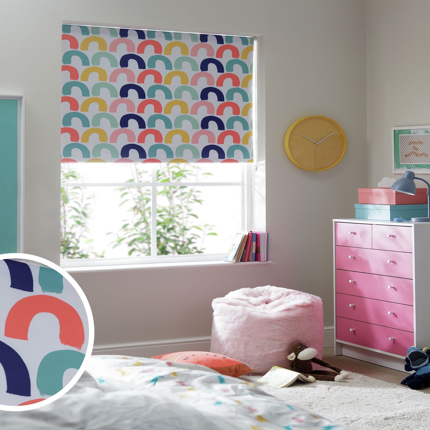 Habitat Kids Rainbow Blackout White Roller Blind - 180cm