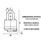 Master Lock thermoplastic weatherproof padlock, UK version