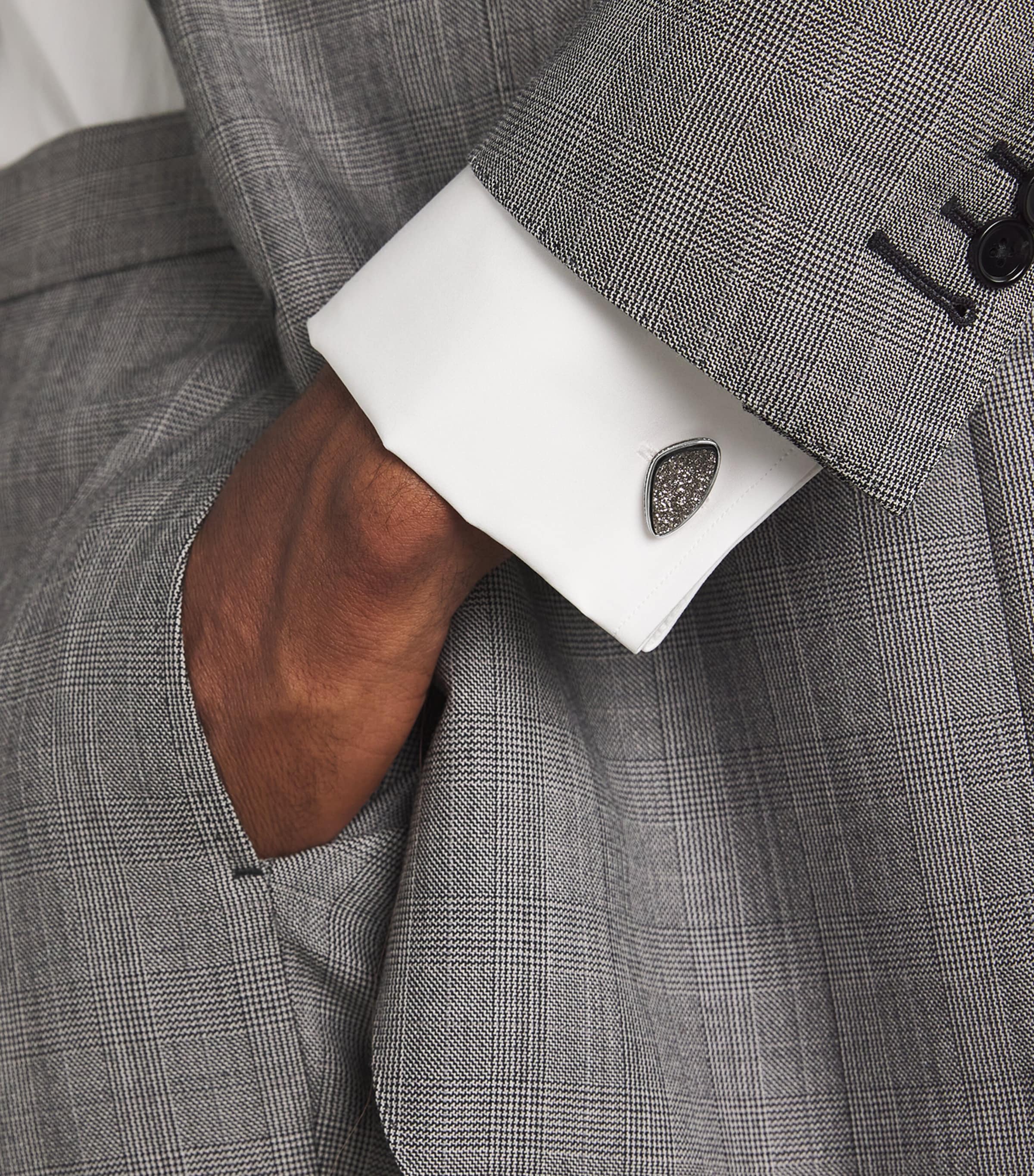 Tateossian sterling silver drusy cufflinks, imported from the UK