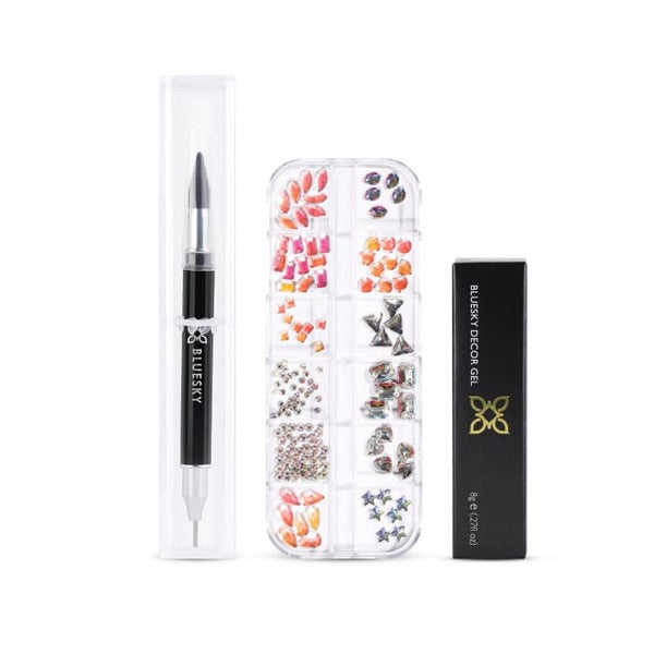 Bluesky Nail Art Decoration Kit with gems and gel (British brand)