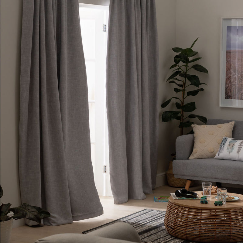 Habitat Thermal Blackout Linen Look Pencil Pleat Curtains - Dove Grey-168x183cm