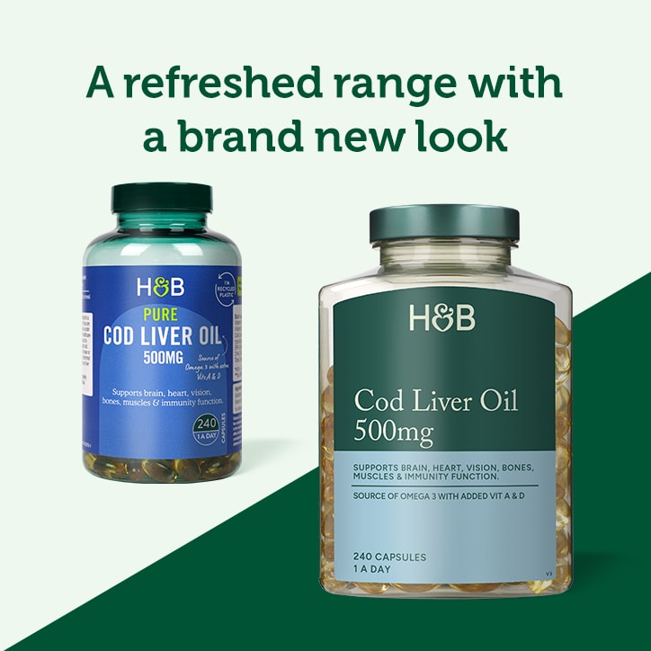 Holland & Barrett Pure Cod Liver Oil 1000mg 120 Capsules Omega 3 Supplements & Fish Oils Holland&Barrett